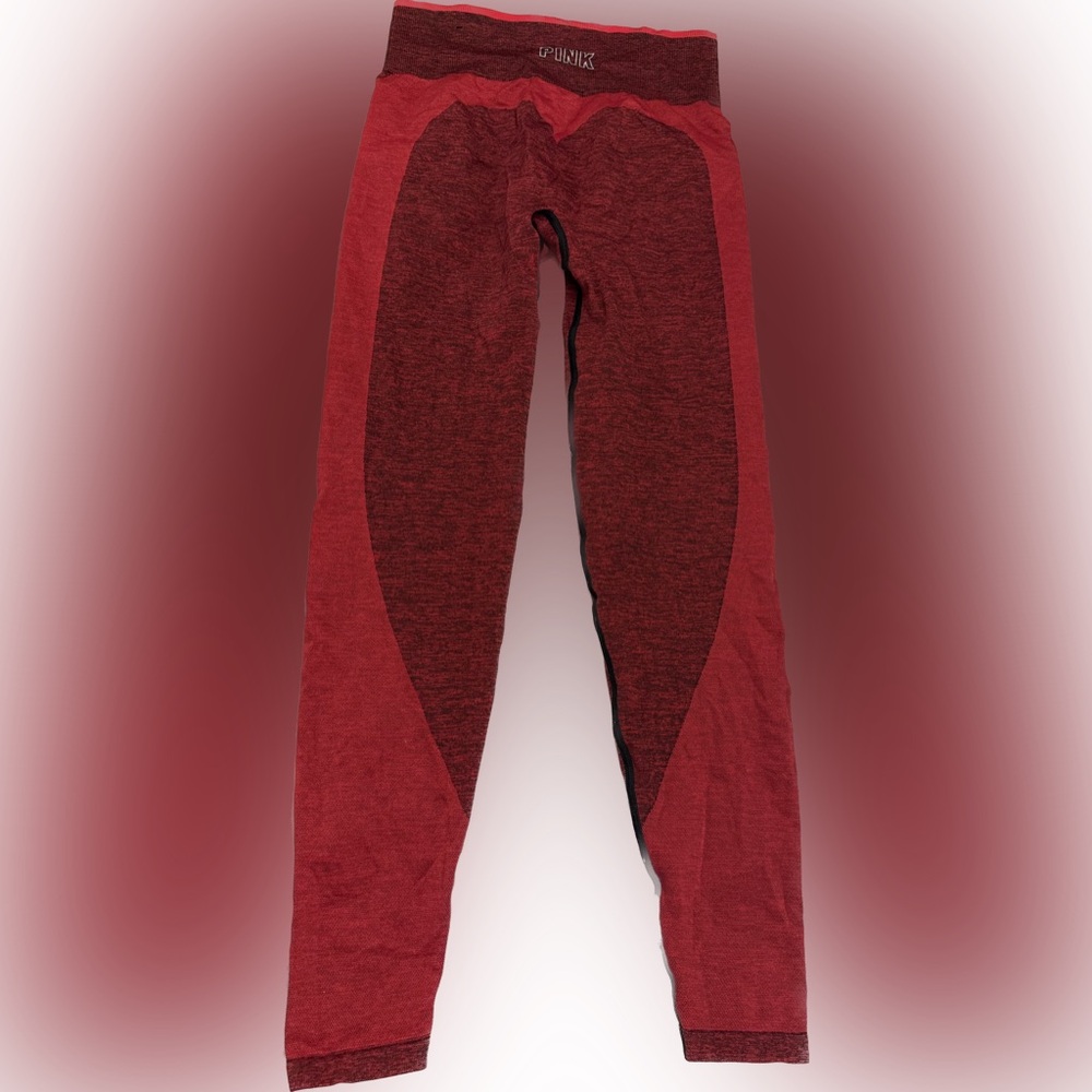 PINK Victoria's Secret Red Leggings Seamless Stretch Like-New - Picture 7 of 8